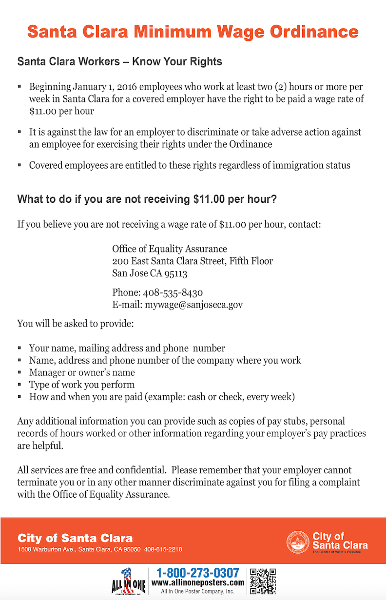 2026 Santa Clara Minimum Wage
