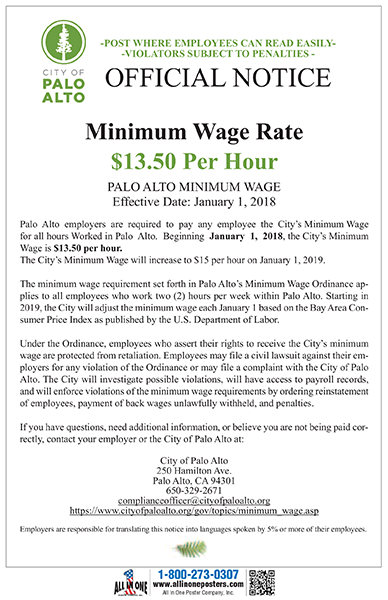 2026 Palo Alto City Minimum Wage