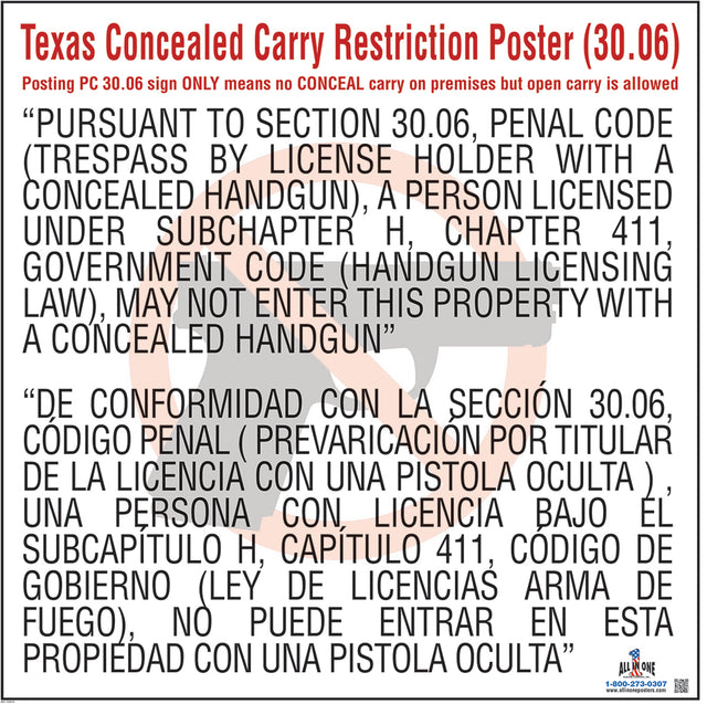Texas Gun Law Poster Bilingual
