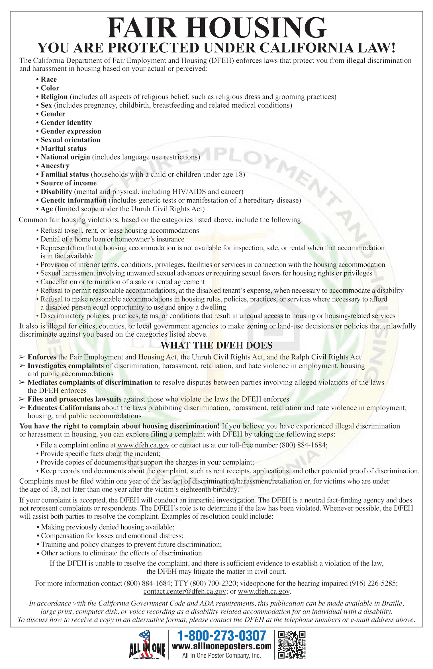 California Fair Housing Poster