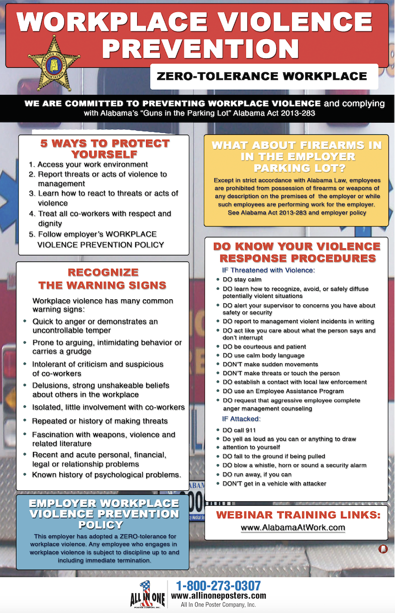 Alabama Workplace Violence Prevention Poster