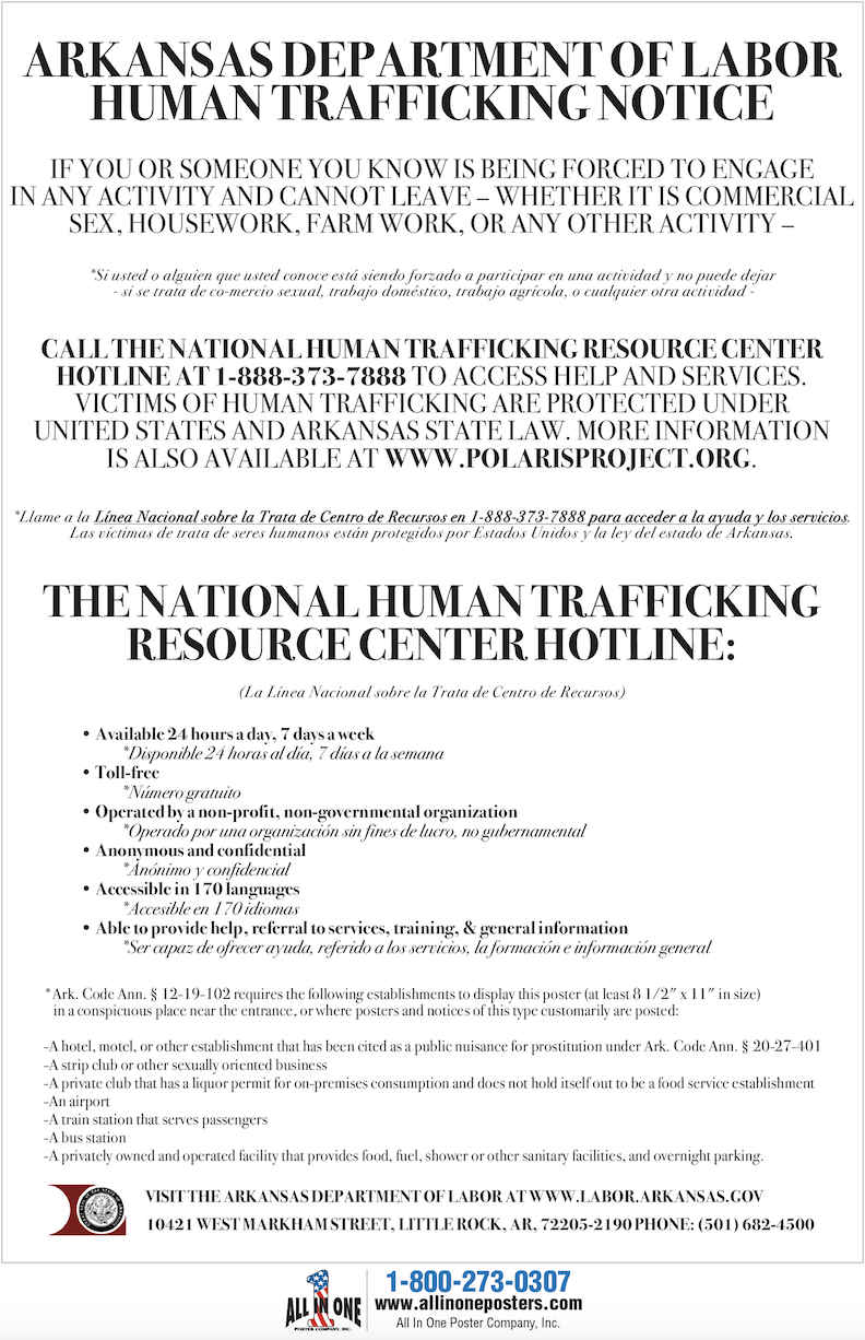 Arkansas Human Trafficking Poster