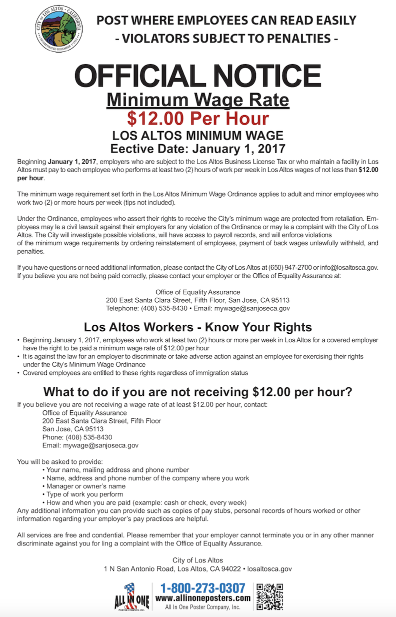 2026 Los Altos Minimum Wage