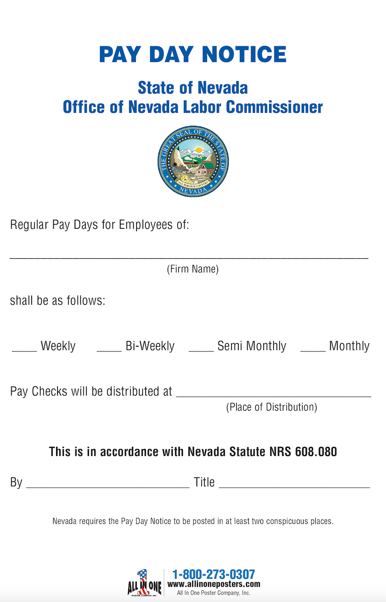 Nevada Pay Day Notice