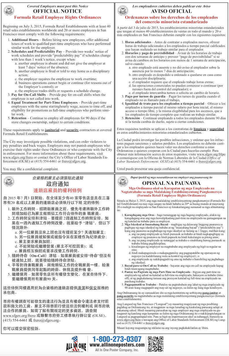 San Francisco Formula Retail Employee Rights Ordinances