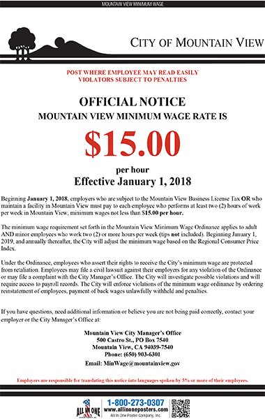 2026 Mountain View City Minimum Wage