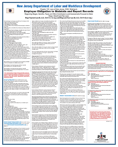 New Jersey Employer Obligation To Maintain and Report Records English