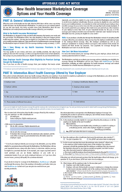 Affordable Care Act Notice