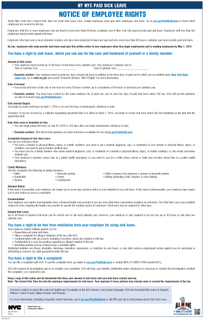 New York City’s Earned Sick Time Act