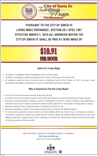 2026 Santa Fe City NM Minimum Wage